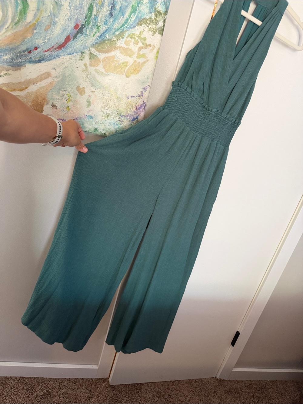 Anthropologie Teal Jumpsuit